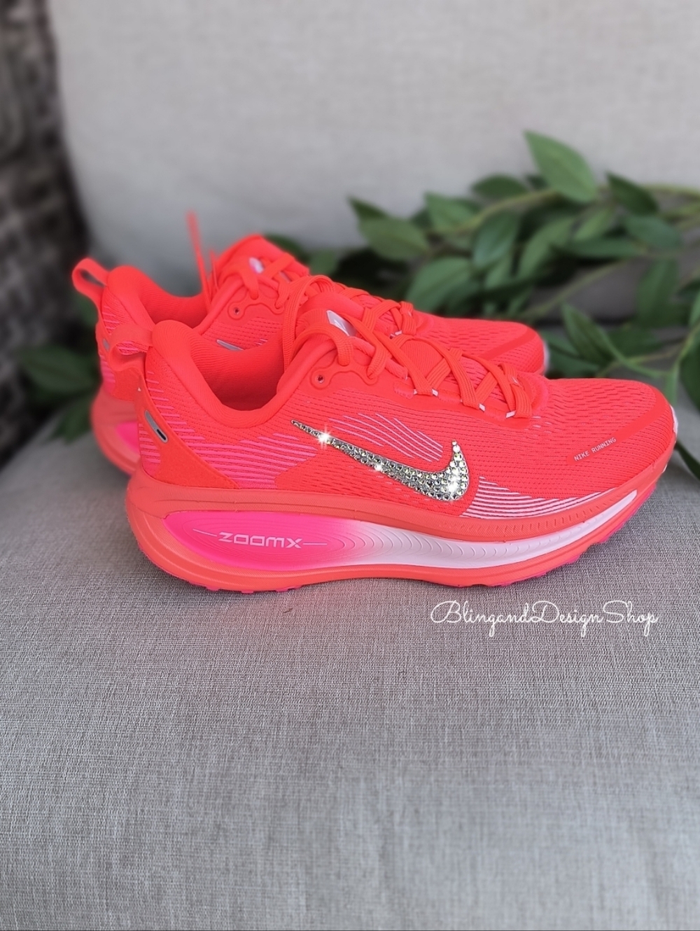 Bling Nike Vomero 18 Hot Pink Customized Women's Sneakers With Crystals - Picture 3 of 6
